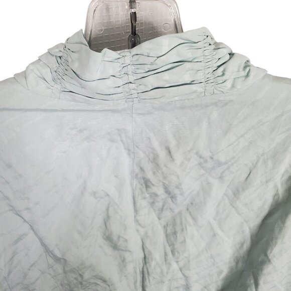 Chicos 2 Size L Jacket Open Smocked Lightweight Lined Shaped Fit Beachglass Teal - Picture 7 of 11